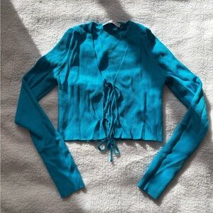 Zara Turquoise Ribbed Crop Top